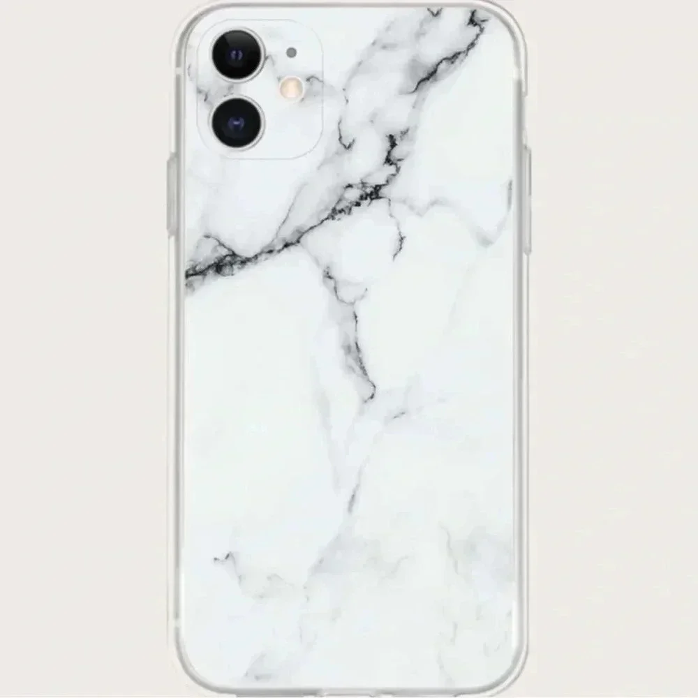 iPhone 13 Pro White Marbled Phone Case